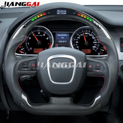 Real Carbon Fiber LED Sport Steering Wheel For Audi 04-12 A4 2008-2010 A5 - Image 1 of 4