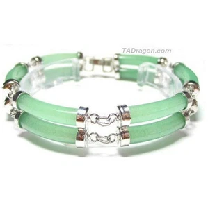 PULSERA BAMBÚ 7.5" DOBLE HEBRA VERDE NATURAL 18K WGP - Imagen 1 de 1
