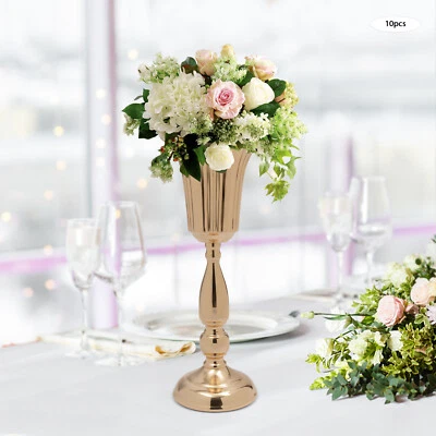 10 PCS DIY Golden Metal Wedding Flower Trumpet Vase Tabletop Centerpieces Decor - Image 1 of 4