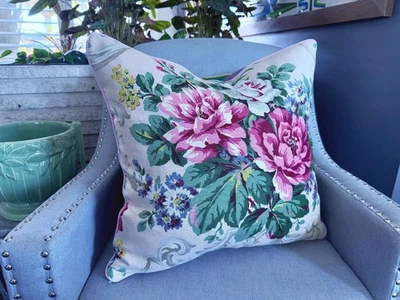 Rococo Baroque Aubergine Hollywood Regency Barkcloth Pillow Cover Vintage Fabric - image 1 of 4