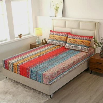 Sábana Ajustable Boho Doble con 2 Fundas de Almohada, No Incluye Sábana Plana, Microfi Suave Foto 1 de 4