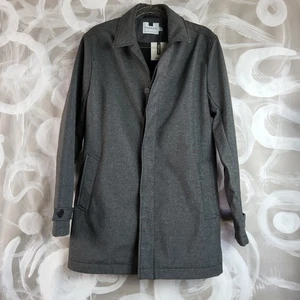 TOPMAN Herren Gr. M meliert grau Regenmantel Mantel Jacke Button Down Fleece gefüttert  - Bild 1 von 10
