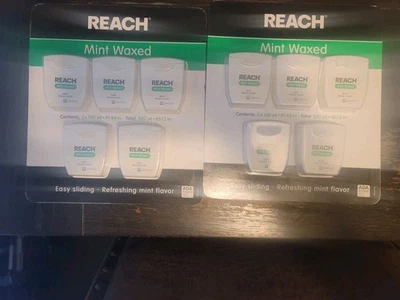 (10) Johnson & Johnson Reach Mint Waxed Dental Floss 100yd 1,000tot Easy Slide - Image 1 of 3