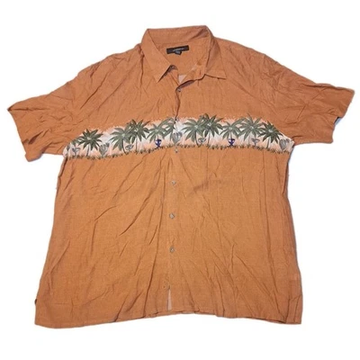 Camisa Hawaiana Croft & Barrow Para Hombres XL Naranja Palmera Abotonada Manga Corta Foto 1 de 4
