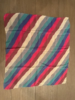 Seda a rayas multicolor vintage sin marca (?) Bufanda 18” x 20” Art Foto 1 de 4