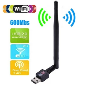 600Mbps Wireless USB2.0 WIFI Adapter Dongle Dual Band PC LAN With Antenna Faddis - Photo 1/14