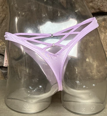 Tanga Victoria's Secret Pierna Alta Satén Tirantes Espalda Panty Talla M LAVANDA NUEVA CON ETIQUETAS Foto 1 de 2
