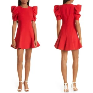 Likely Alia Dress Fit & Flare Puff Sleeve Mini in Scarlet Red Sz 8 NWT New - Picture 1 of 12