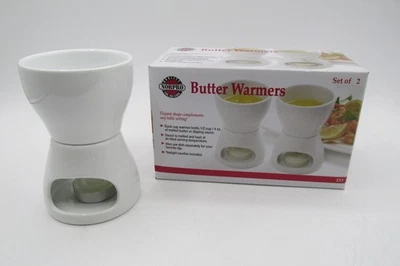 NORPRO CALENTADORES DE MANTEQUILLA JUEGO DE DOS VELAS DE CERÁMICA 1/2 TAZA - TEALIGHT INCLUIDAS! Foto 1 de 4