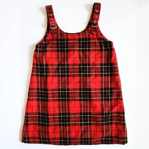 Talbots Kids Vintage 1990s Red Plaid Wool Blend Jumper Dress Size 12 - Picture 1 of 9