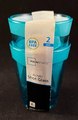 Estantes principales - vidrio de chupito acrílico - verde azulado - paquete de 2 - sin BPA Foto 1 de 4