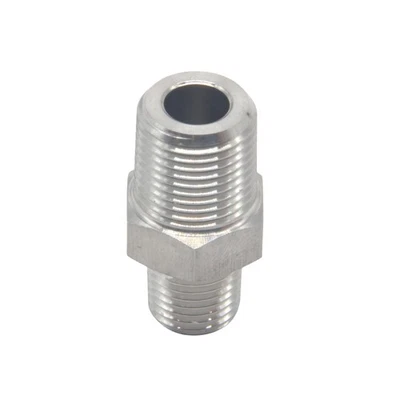 1/4" NPT Male x 3/8" NPT Male Hex Nipple Pipe Adapter Stainless Steel 304 - Image 1 of 4