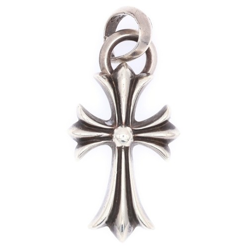 CHROME HEARTS CUORI CROMATI CH CRS SML CON BALLA CAUZIONE PICCOLA CROCE CIONDOLO TOP ARGENTO BCA218
