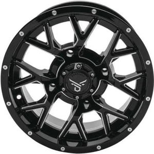 QuadBoss Barbwire Wheel - 15x7 - 5+2 Offset - 4/137 - Gloss Black/Milled 608581 - Picture 1 of 6