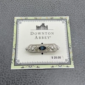 Downton Abbey Brosche Art Deco Stil Stab Anstecknadel silberfarben blau Strass Tracht - Bild 1 von 6