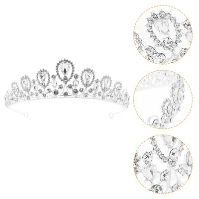  Copricapo da sposa corona decorativa corona con strass corona fascia da donna - Immagine 1 di 4