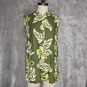 Vintage Manuaheali'i Hawaiian Tunic Top Sleeveless Green Floral XL White Tag - Picture 1 of 9