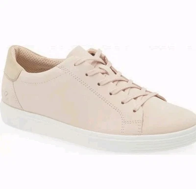 Zapatillas bajas Ecco clásicas de cuero beige polvo rosa con cordones talla 8,5 Foto 1 de 4