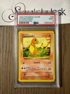 PSA 9 - Pokemon CHARMANDER 46/102 - SHADOWLESS BASE SET - MINT - Image 1 of 2