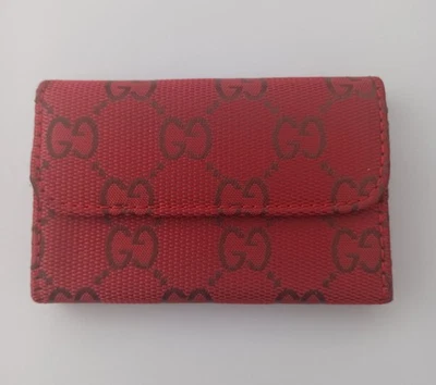 Estuche para Tarjetas Gucci GG Monograma Lona Rojo/Negro USADO De Colección Raro Difícil de Encontrar!! Foto 1 de 4