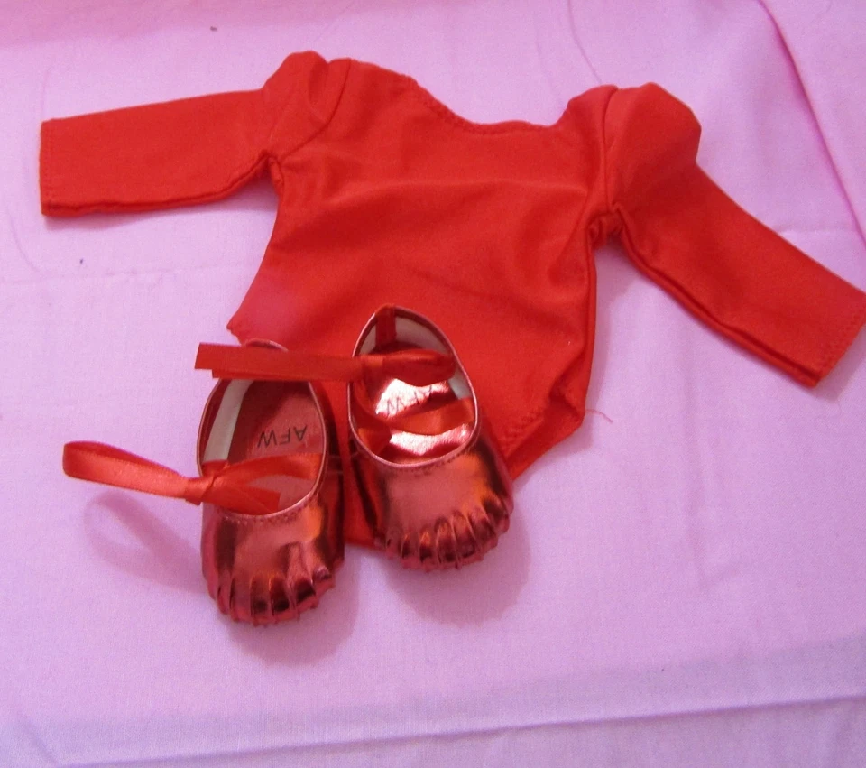 Zapatos de leotardo rojo y ballet aptos para niña muñeca 18 pulgadas vendedor de ropa lsful Foto 1 de 1