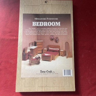 1988 Dura Craft Wooden Dollhouse Miniature Furniture Kit Bedroom Set NOS Sealed - Image 1 of 3
