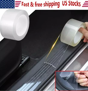 Car Door Sill Scuff Cover Sticker Anti scratch Protector Clear Carbon Fiber Film - Picture 1 of 18
