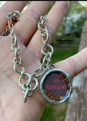 Virginia Tech Hokie VT Silver Spirit Bracelet - 7 inches .25 pendant Cover