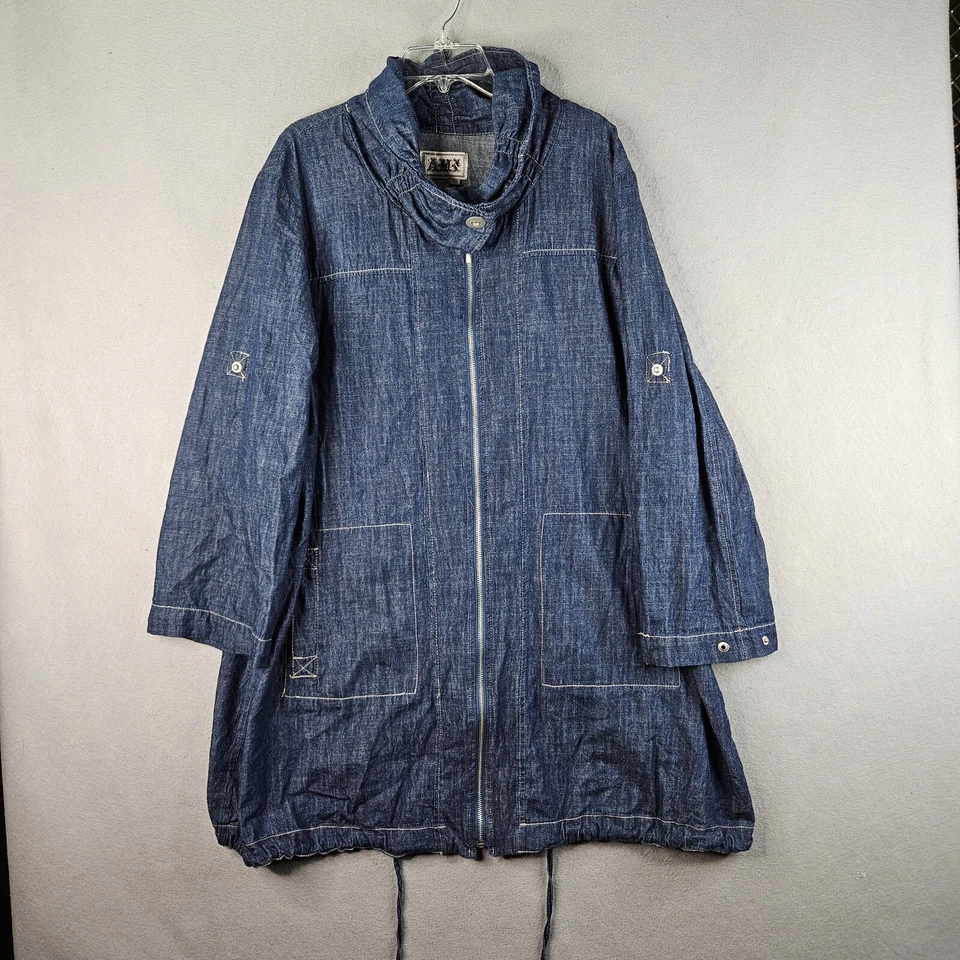 AMI Jean куртка женщин 2 X синий джинсовой ткани саржи легкий ретро стильный Lagen вид - Изображение 1 из 1
