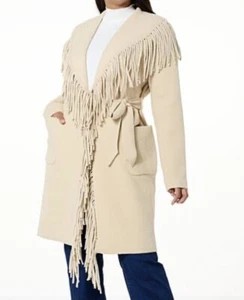Badgley Mischka Eyelash Fringe Coatigan Coat 1X - Picture 1 of 3