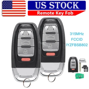 2 For 2009-2016 Audi A4 A5 Q5 Smart Remote Key Fob Non Comfort Access 4 Button - Picture 1 of 7