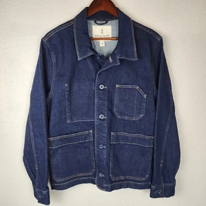 Giacca uomo Mutual Weave cotone denim lavoro fienile elasticizzata blu nuova senza etichette taglia M grunge - Foto 1 di 12
