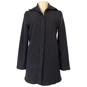 Banana Republic Womens Black Overcoat Wool Blend Hidden Button Preppy Jacket S - Picture 1 of 13