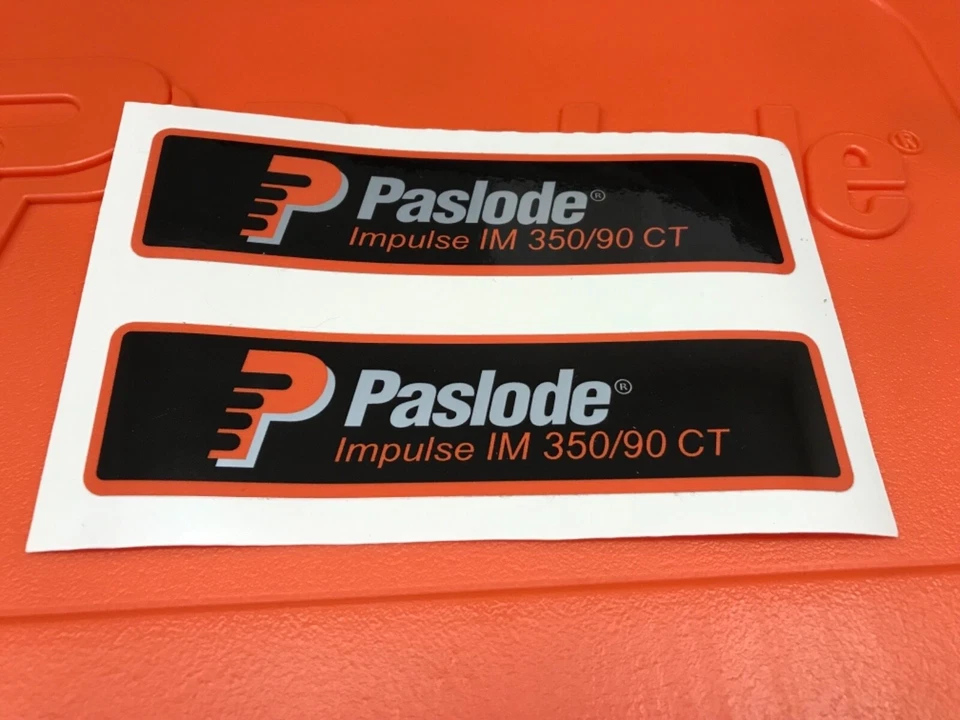 2 PASLODE NAIL GUN NAILER BODY STICKER DECAL LABELS FOR THE IM350