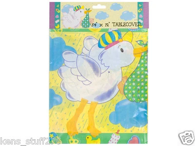 Stork Baby Shower Table Cover, Mother Goose, New Baby Table Cloth  54" x 72" -2p - Image 1 of 2