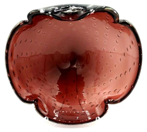 Alfredo Barbini Murano Art Glass Clam Shape Bullicante Amethyst Purple Bowl - Picture 1 of 9