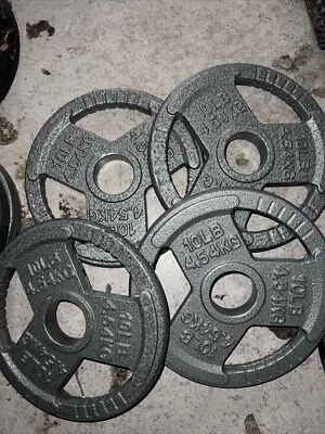 10LB X 4 OLYMPIC WEIGHTS GRIP STYLE CHANGE PLATES 40LBS TOTAL 2” HOLE - Image 1 of 3