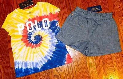 JUEGO DE 2 PANTALONES CORTOS POLO RALPH LAUREN AUTÉNTICOS NIÑAS ORIGINALES NUEVOS Talla 5, Nuevos con Etiquetas Foto 1 de 4