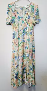Maxi Vestido BillaBong Jet Set L Colorido Playa Vacaciones Tropical Hawaiano Crucero - Imagen 1 de 15
