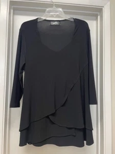 NEW Sympli Black Layered V Neck Tunic Top Lagenlook Sz 14 NWOT - Picture 1 of 7