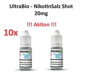 10x Ultrabio 20mg NikotinSalz Shot 10 ml 50/50 - 70/30 NicSalt für E Liquid - Bild 1 von 4