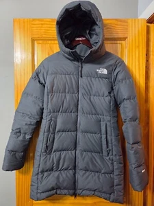 North Face Womens Long Puffer Jacket Down Fill Small Coat Gray 550 Parka - Picture 1 of 10