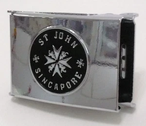 AMBULANCIA ST. JOHN - OFICIAL DE SINGAPUR Y MIEMBRO HEBILLA DE METAL (NEGRO) - Imagen 1 de 4