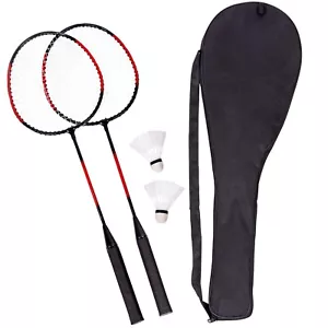 2x Badminton Schläger mit 2 x Federbälle Tasche Federball Set Badmintonschläger - Bild 1 von 4