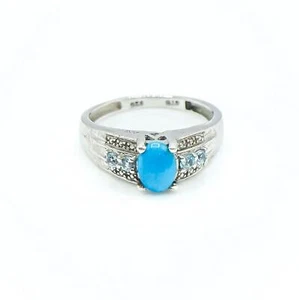 Sterling Silver Sleeping Beauty Turquoise Ring Size 6.75 - Picture 1 of 6