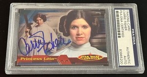 Carrie Fisher "Princess Leia" 2001 Topps STAR WARS Signed Rookie Card PSA (RC)