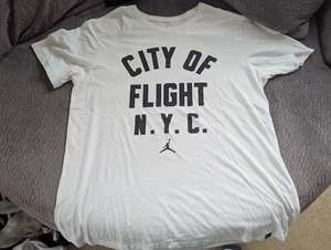 Air Jordan City Of Flight N.Y.C. Zip Code T-Shirt Men's White/Black Size XL - Picture 1 of 6