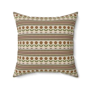 Ukraine Inspired Folk Art Print, Square Pillow + Cover, Ethnic Throw Pillow Gift - Picture 1 of 13
