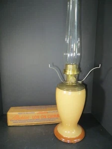 Aladdin venezianische Kunst Glas zweifarbig Vase Pfirsich Lampe mit Brenner Dreibein Lox-On Chim - Bild 1 von 24