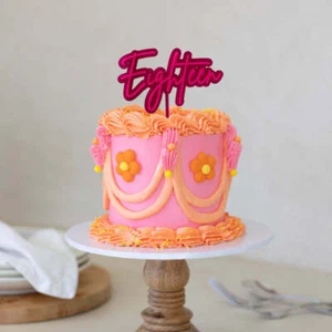 Hot Pink & Pink Layered Cake Topper - Eighteen - Picture 1 of 1